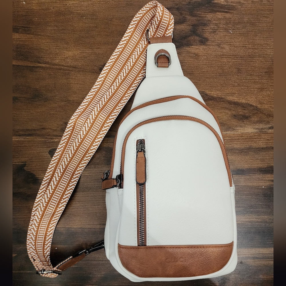 White and Brown Sling Bag New